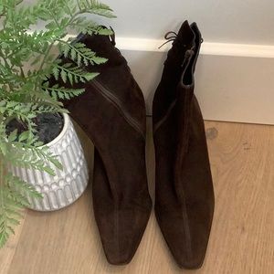 Suede Chocolate Brown Ankle Boots, size 10, FTTS